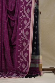Magenta Bengal Cotton Jamdani Saree - SRMBCJS255