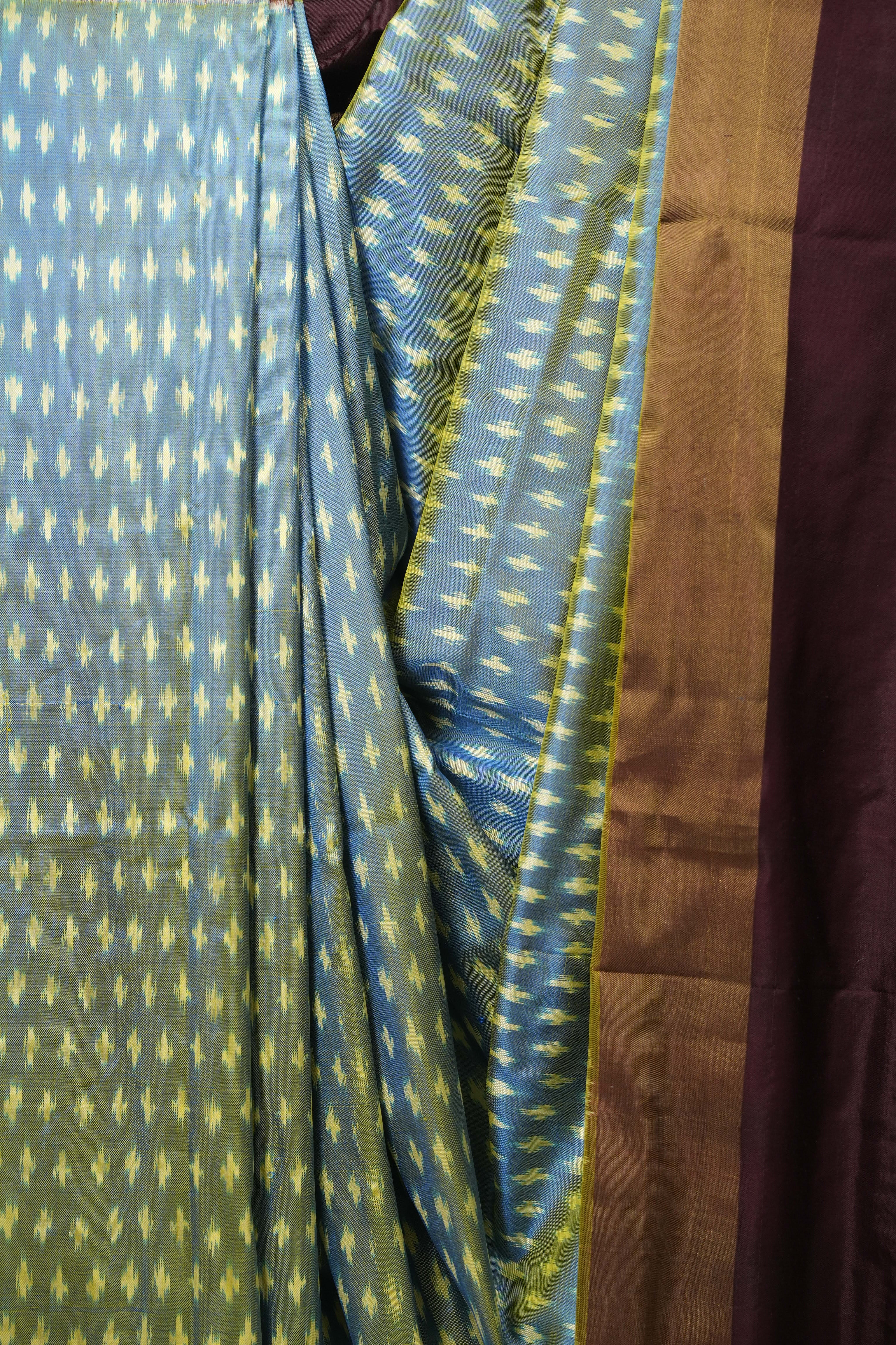 Dual Tone Blue Pochampalli Silk Ikat Saree - SRDTBPSIS331