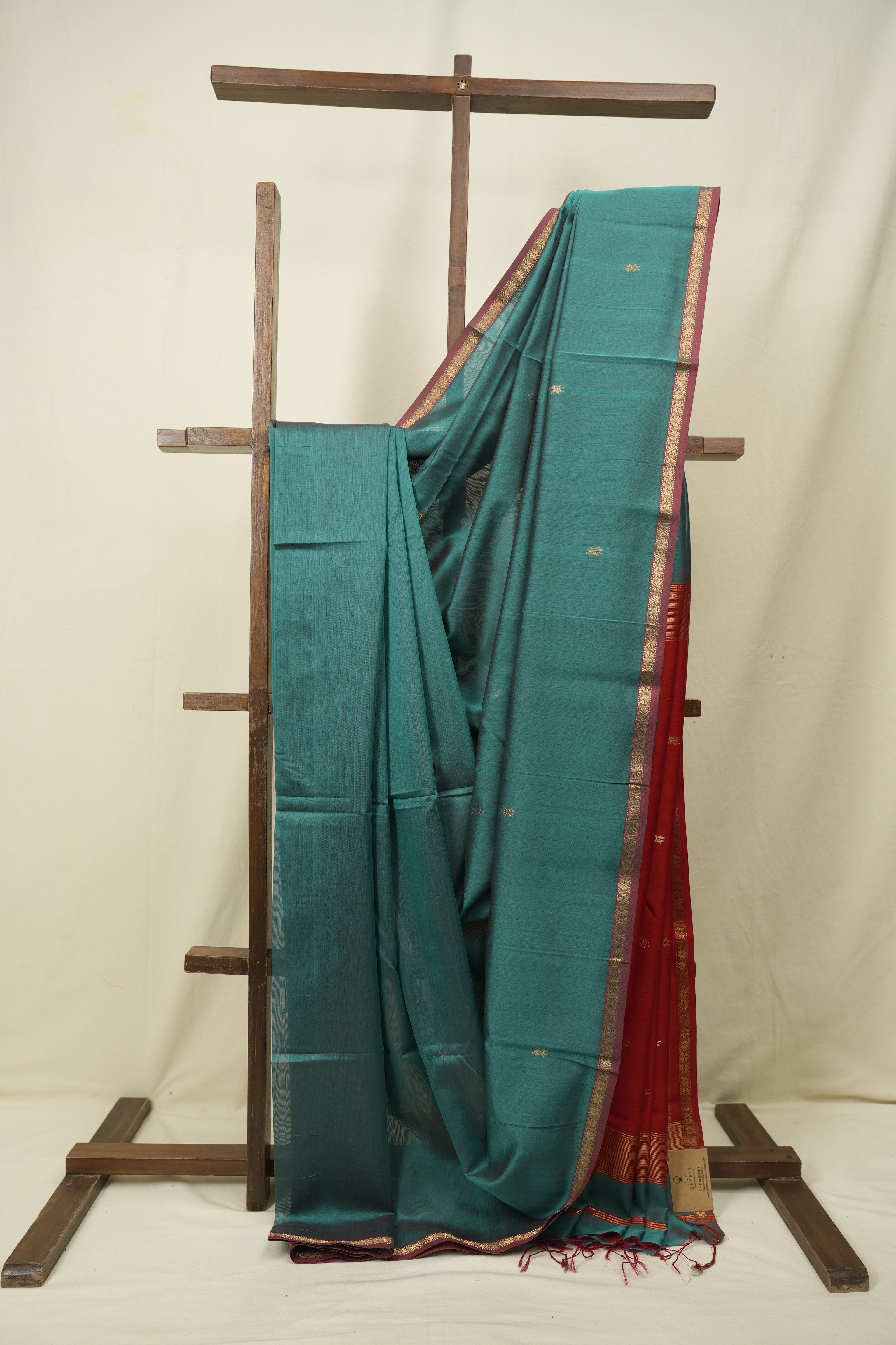 Teal Green Maheshwari Saree - SRTGMS1391