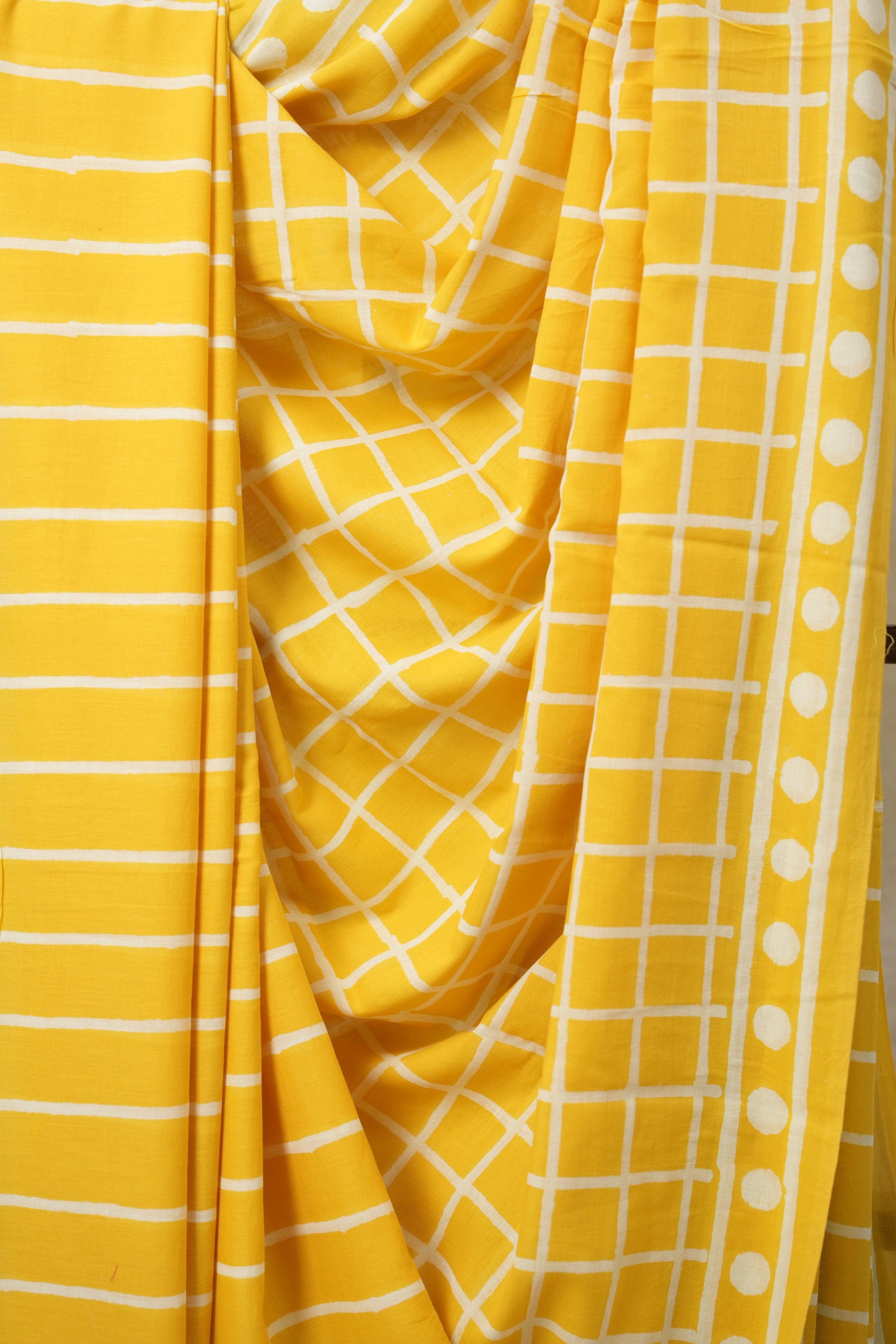 Yellow HBP Cotton Saree - SRYCS3096