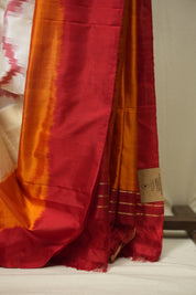 White Pochampalli Silk Ikat Saree -SRWPSIS334