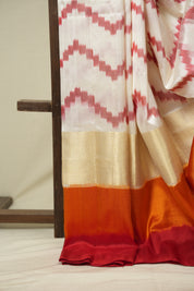 White Pochampalli Silk Ikat Saree -SRWPSIS334