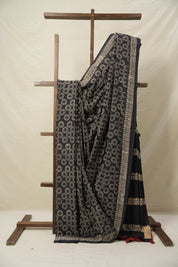 Black HBP Cotton Saree - SRBCS3093