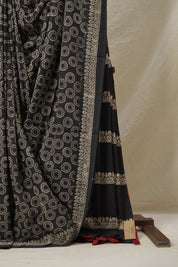 Black HBP Cotton Saree - SRBCS3093