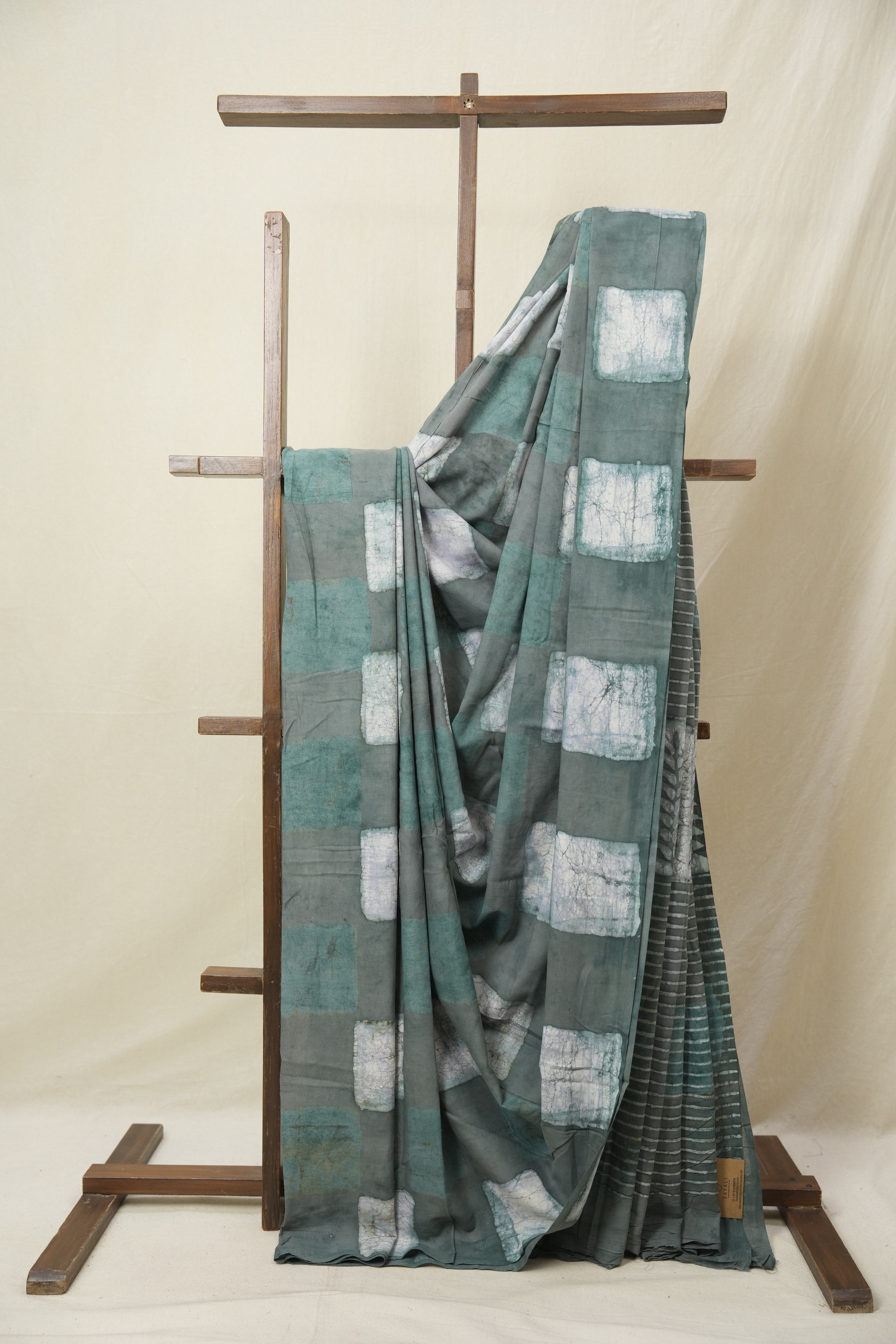 Dusty Green HBP Cotton Saree - SRDGCS3246