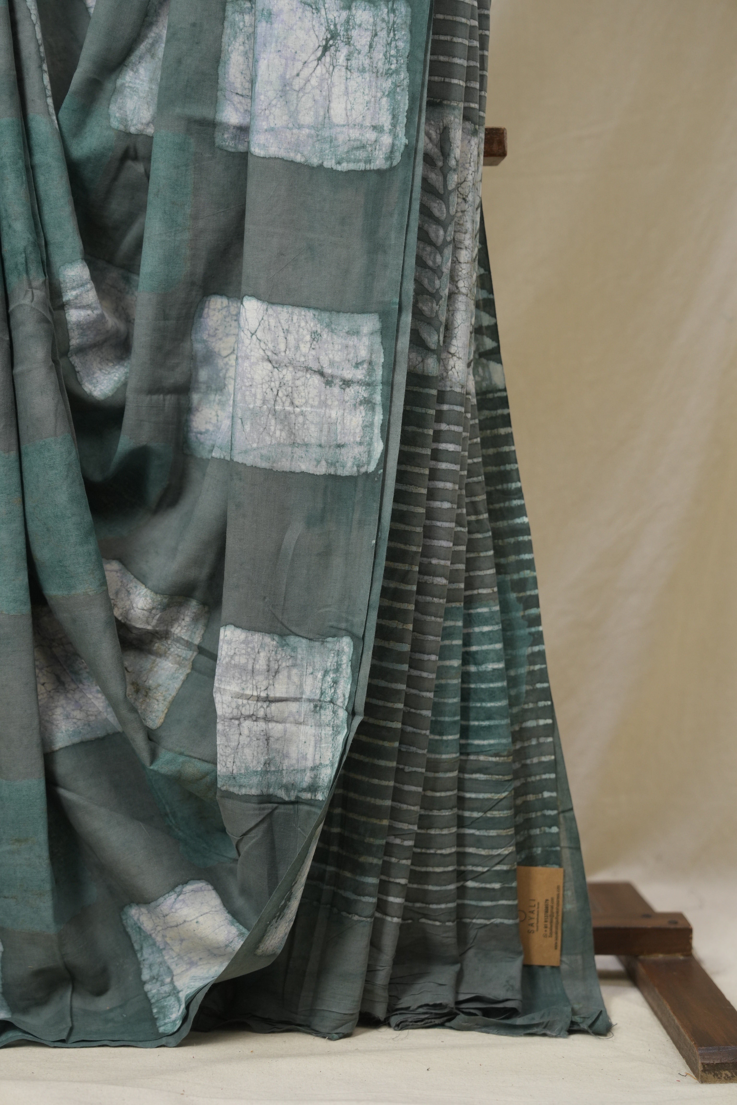 Dusty Green HBP Cotton Saree - SRDGCS3246