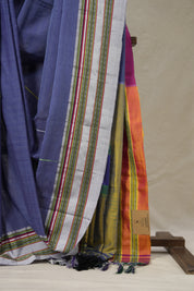 Blue Cotton Ilkal Saree With Gayatri Border - SRBCIS845