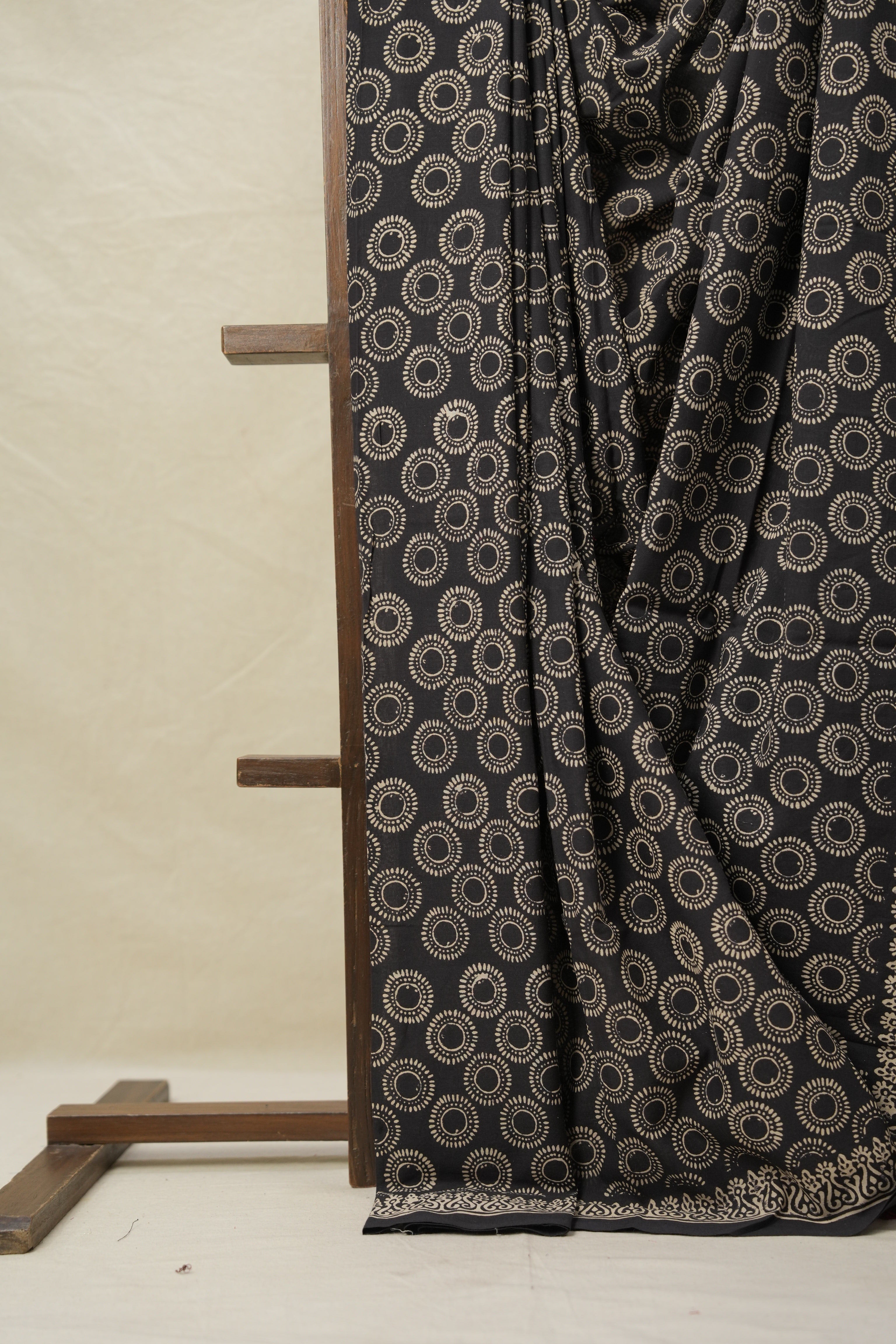 Black HBP Cotton Saree - SRBCS3093