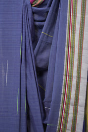 Blue Cotton Ilkal Saree With Gayatri Border - SRBCIS845