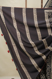 Black HBP Cotton Saree - SRBCS3093