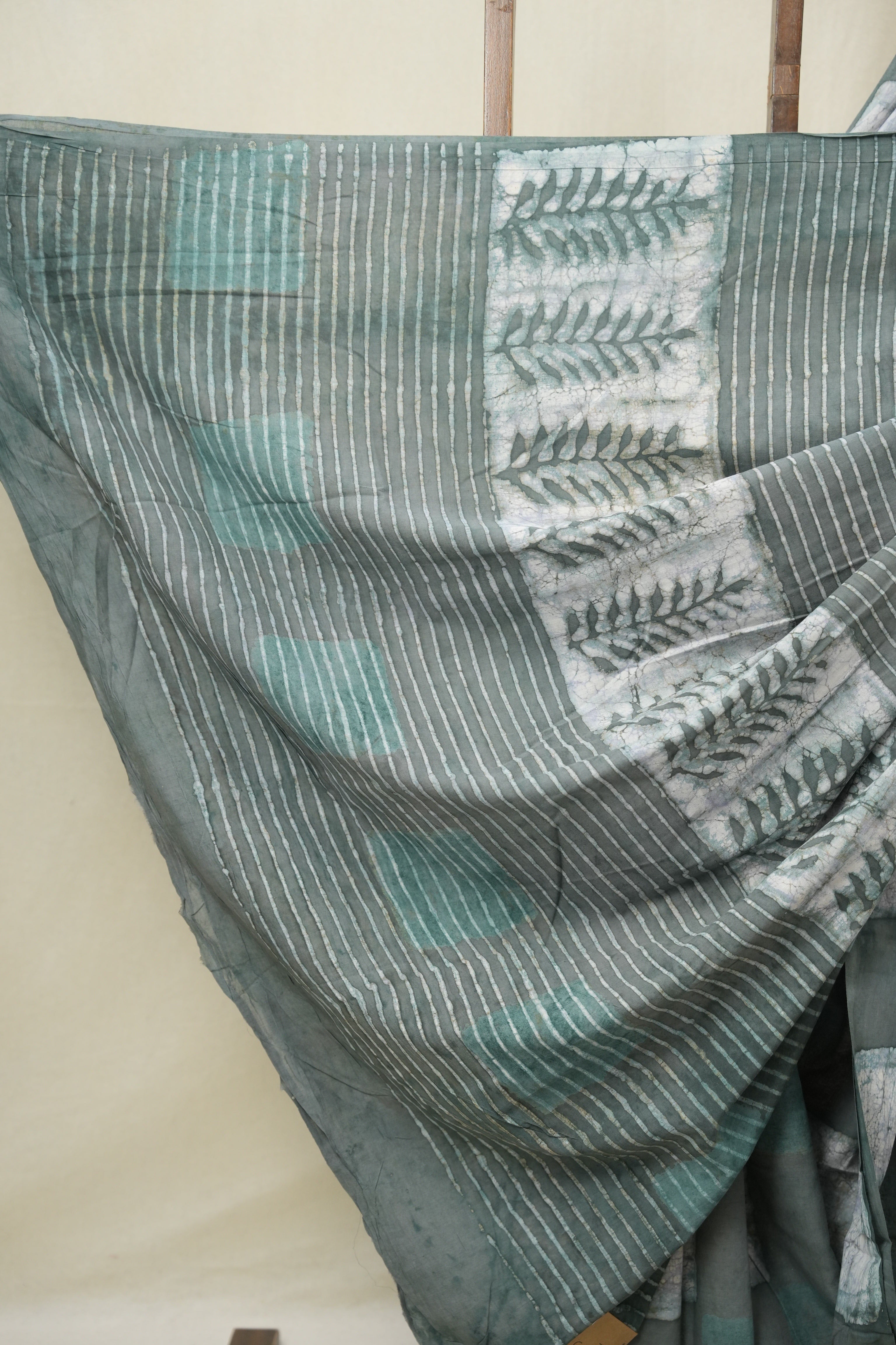 Dusty Green HBP Cotton Saree - SRDGCS3246