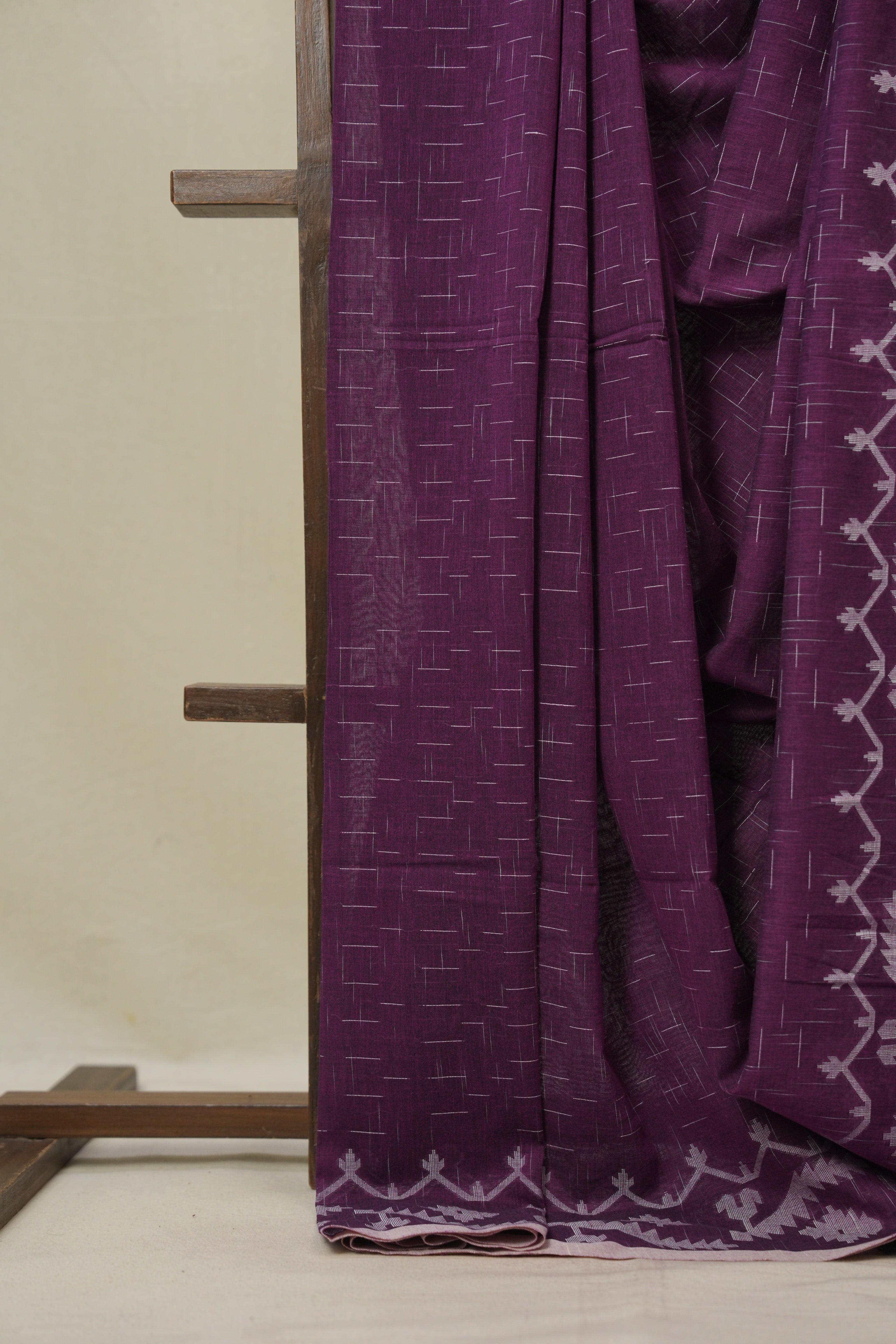 Purple Bengal Cotton Jamdani Saree - SRPBCJS258