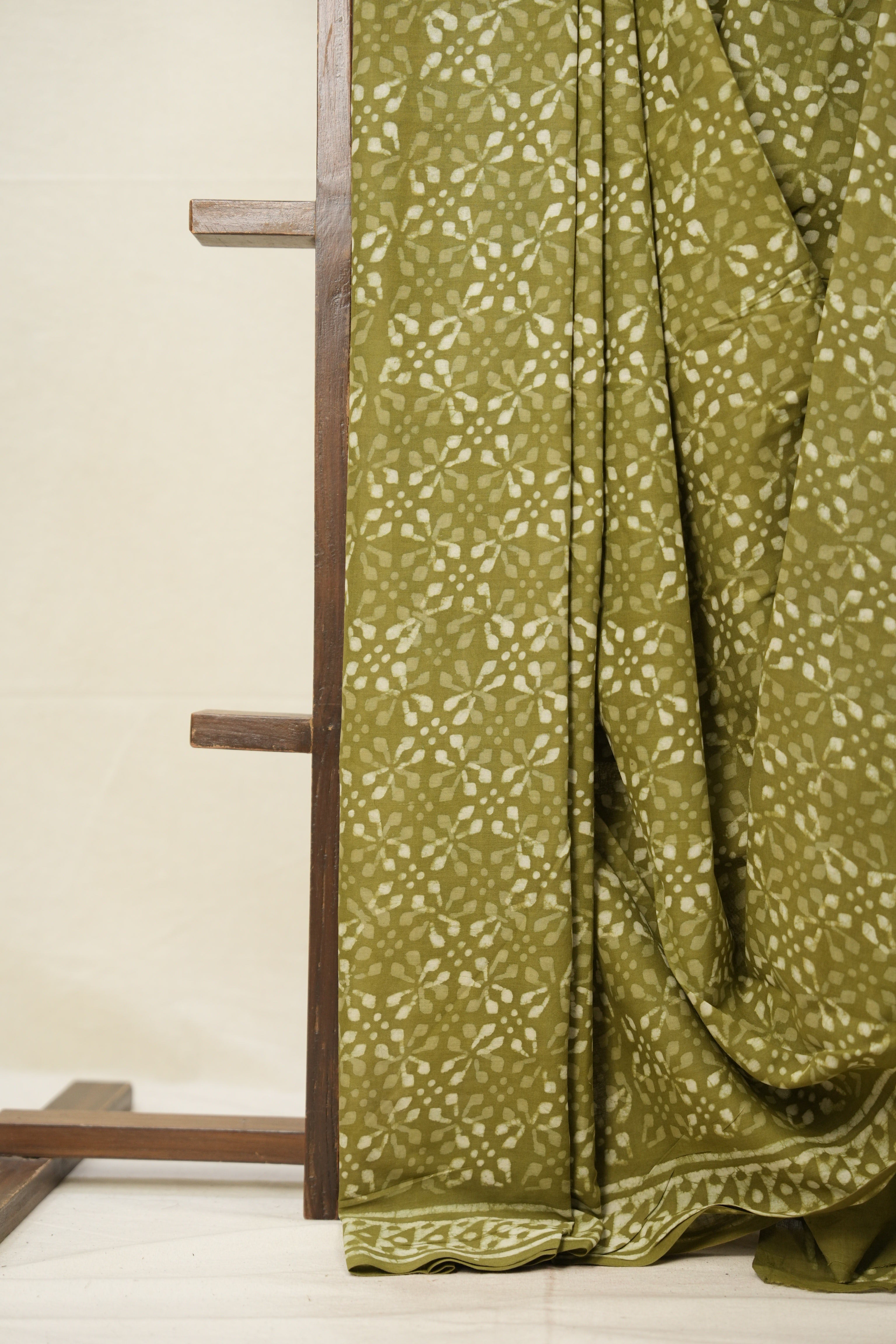 Olive Green HBP Cotton Saree - SROGCS2762