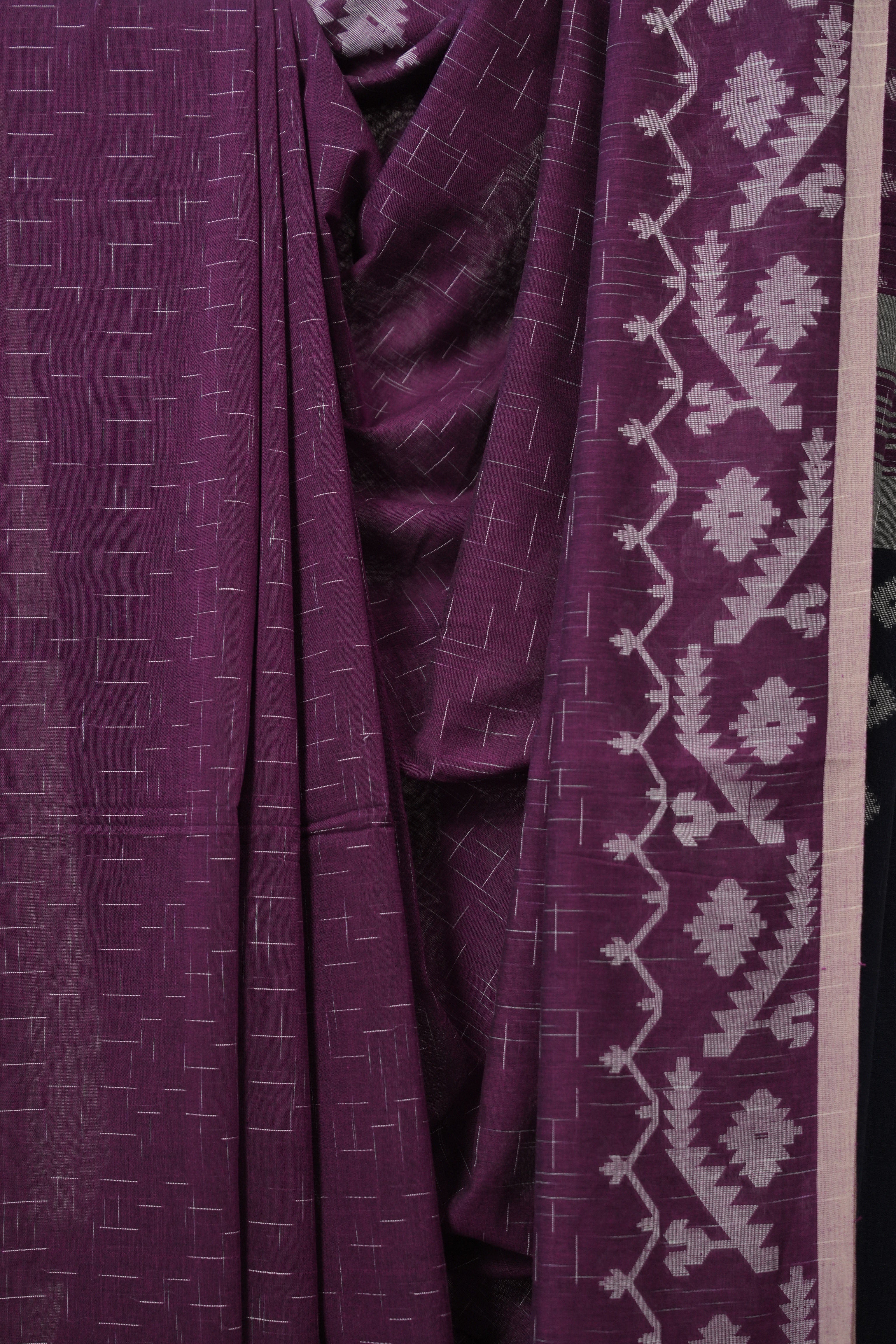 Purple Bengal Cotton Jamdani Saree - SRPBCJS258