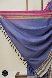 Blue Cotton Ilkal Saree With Gayatri Border - SRBCIS845
