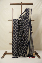 Black Cream HBP Cotton Saree - SRBCCS3097