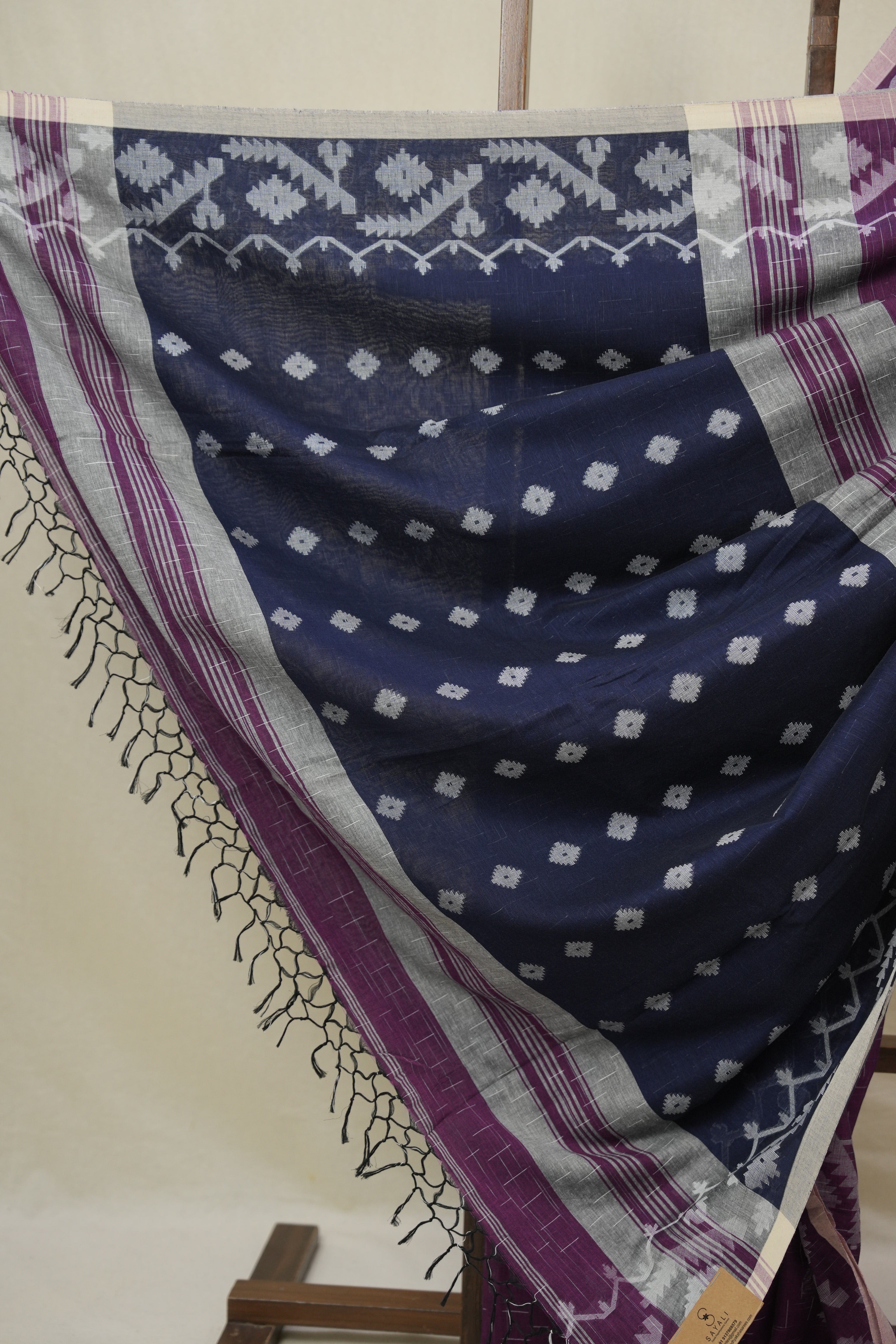 Purple Bengal Cotton Jamdani Saree - SRPBCJS258