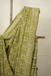 Olive Green HBP Cotton Saree - SROGCS2762