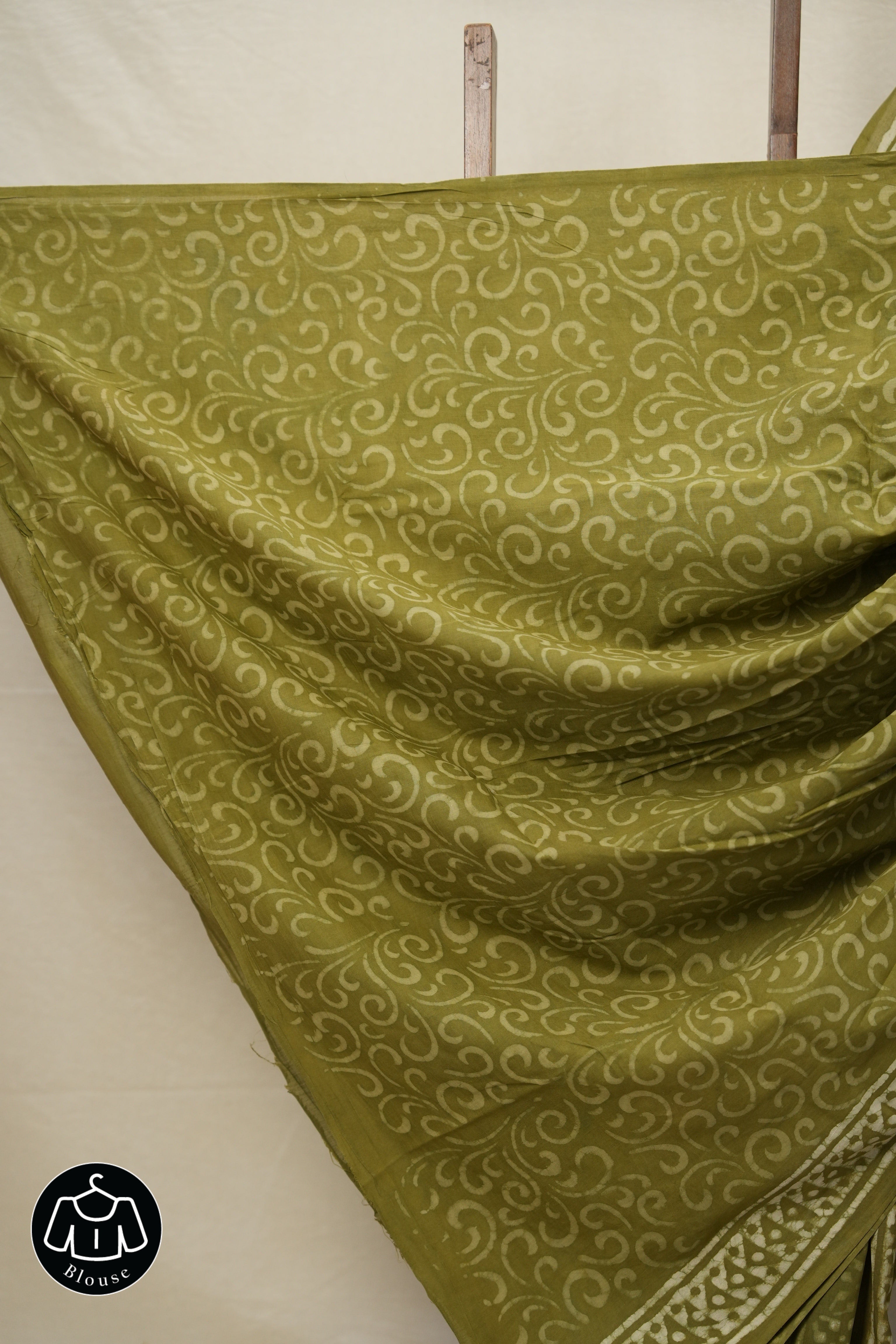 Olive Green HBP Cotton Saree - SROGCS2762