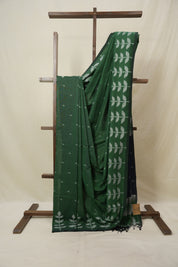 Bottle Green Bengal Cotton Jamdani Saree - SRBGBCJS253