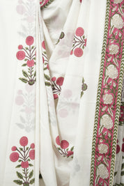 White HBP Cotton Saree - SRWCS3247