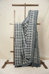 Grey-White HBP Cotton Saree - SRGWCS2761