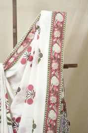 White HBP Cotton Saree - SRWCS3247