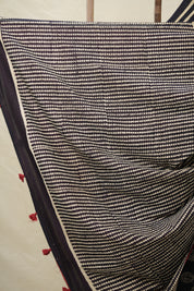 Black Cream HBP Cotton Saree - SRBCCS3097