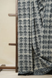 Grey-White HBP Cotton Saree - SRGWCS2761