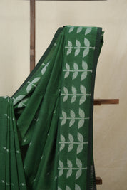 Bottle Green Bengal Cotton Jamdani Saree - SRBGBCJS253