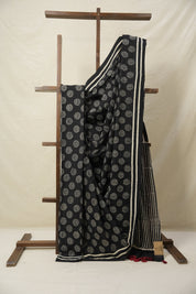 Black White HBP Cotton Saree - SRBWCS3100