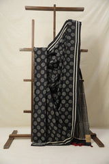 Black White HBP Cotton Saree - SRBWCS3100