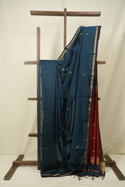Peacock Blue Maheshwari Saree - SRPBMS1378