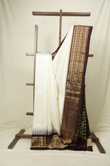White Pochampalli Silk Ikat Saree - SRWPSIS320