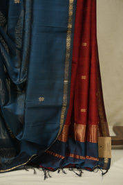 Peacock Blue Maheshwari Saree - SRPBMS1378