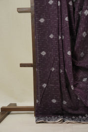 Plum Bengal Cotton Jamdani Saree - SRPBCJS256