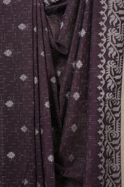 Plum Bengal Cotton Jamdani Saree - SRPBCJS256