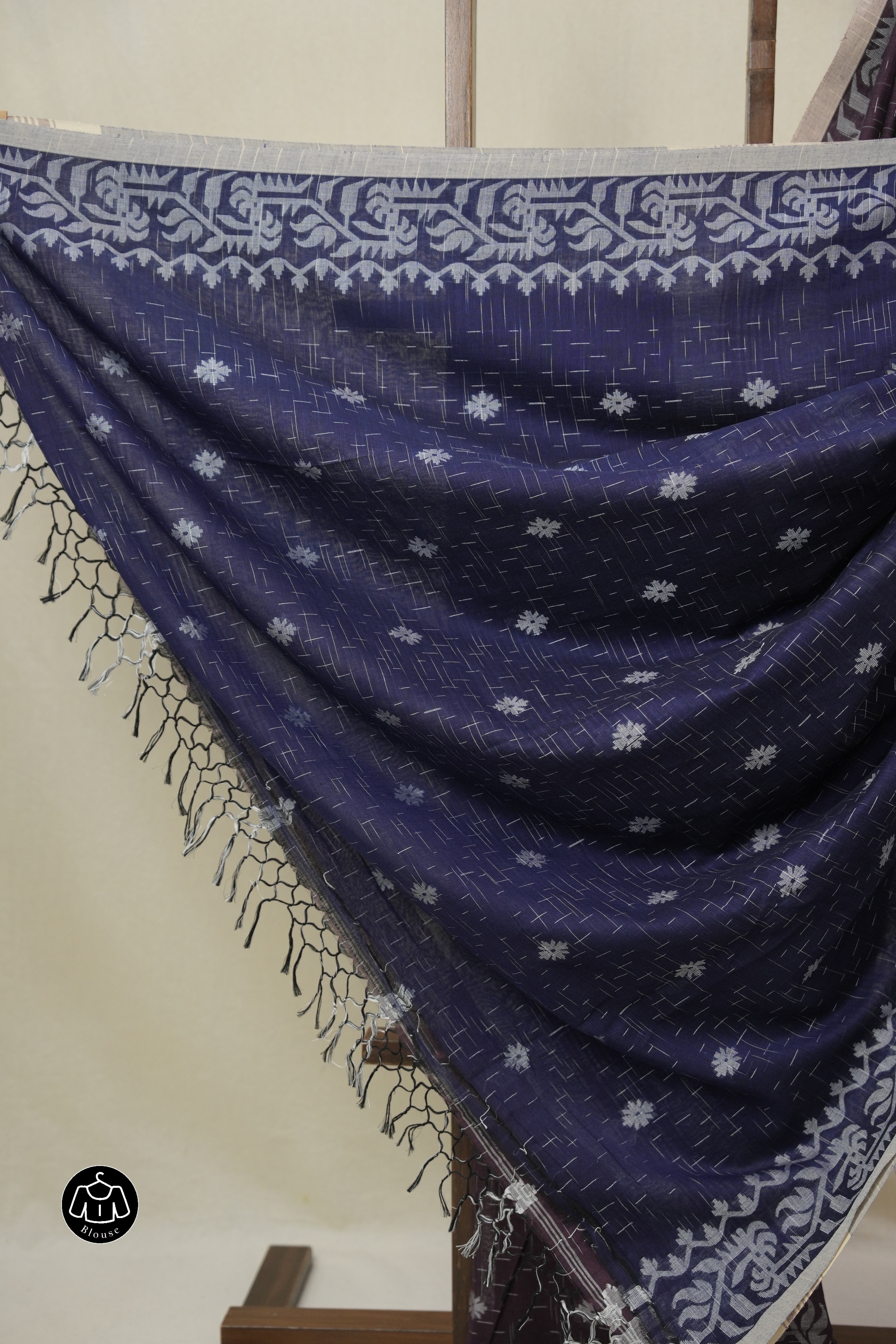 Plum Bengal Cotton Jamdani Saree - SRPBCJS256