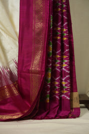 White Pochampalli Silk Ikat Saree - SRWPSIS318