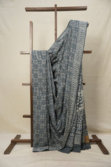 Ash Blue HBP Cotton Saree - SRABCS2757