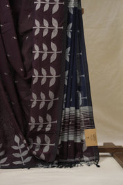 Plum Bengal Cotton Jamdani Saree - SRPBCJS251