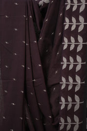 Plum Bengal Cotton Jamdani Saree - SRPBCJS251