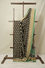 Black HBP Cotton Saree - SRBCS3250