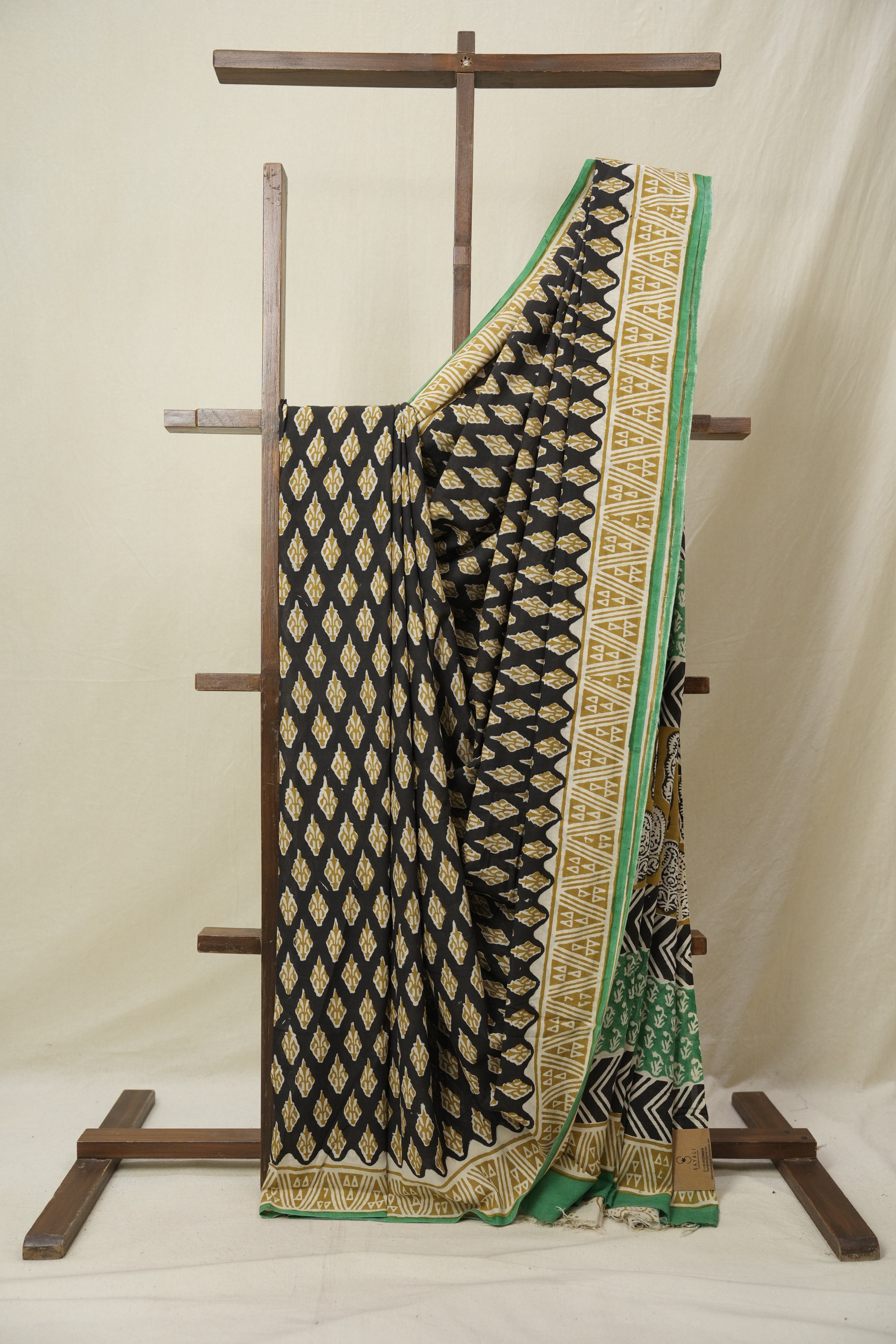 Black HBP Cotton Saree - SRBCS3250
