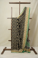 Black HBP Cotton Saree - SRBCS3250