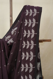Plum Bengal Cotton Jamdani Saree - SRPBCJS251