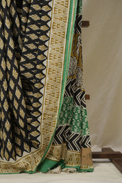 Black HBP Cotton Saree - SRBCS3250