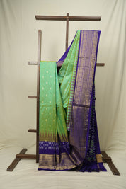 Two Tone Teal Pochampalli Silk Ikat Saree - SRTPSIS317