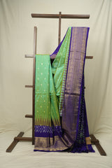 Two Tone Teal Pochampalli Silk Ikat Saree - SRTPSIS317