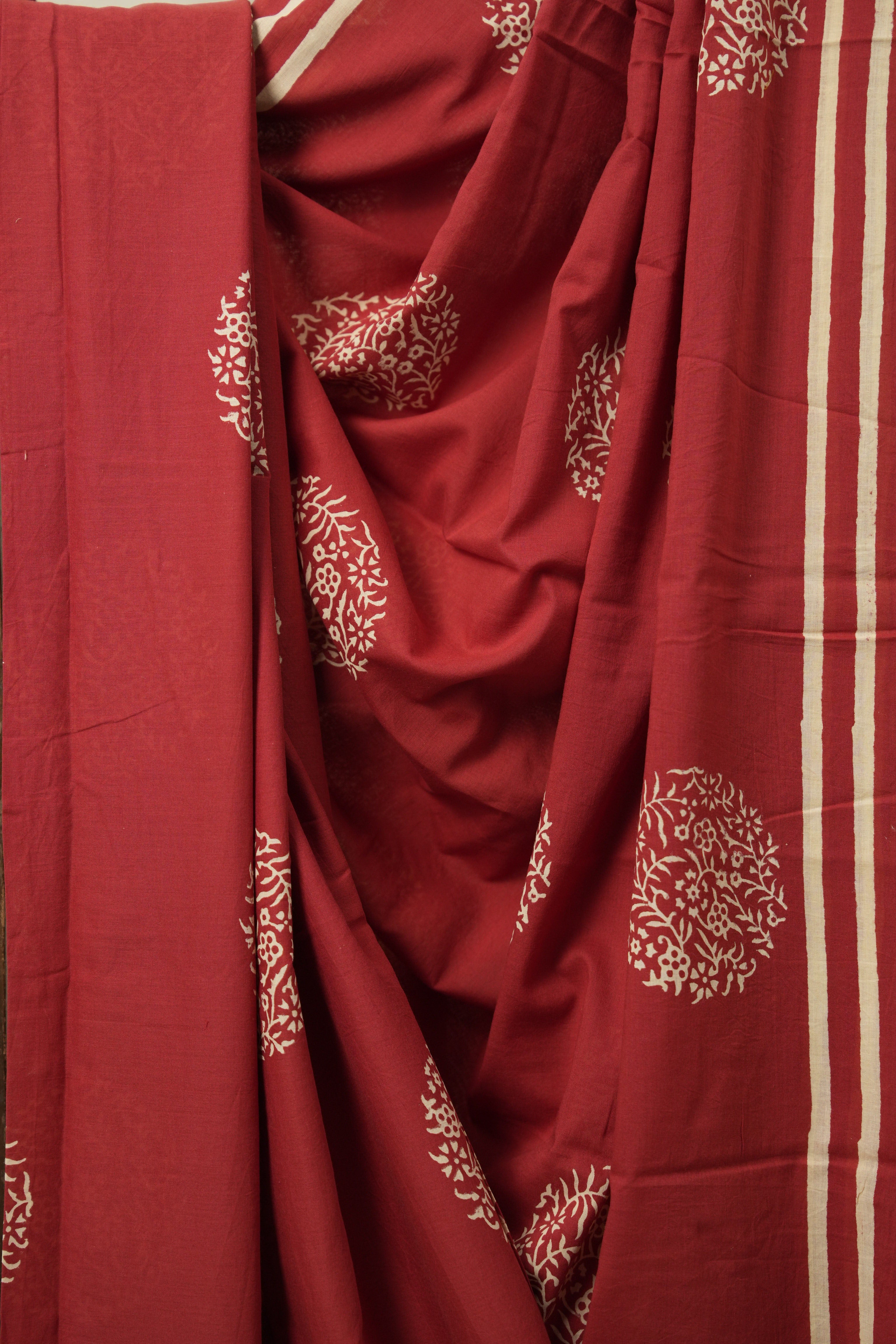 Brick Red HBP Cotton Saree - SRBRCS3102